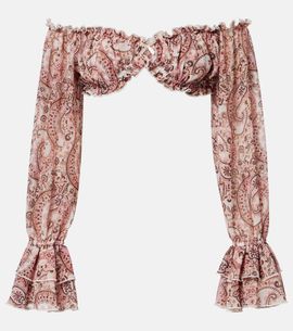 Bananhot Bananhot Elma off-shoulder paisley crop top