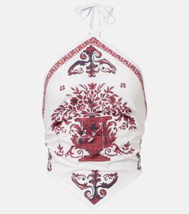 Bananhot Bananhot Gemine printed cotton halterneck top