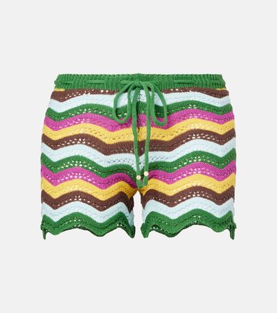 Bananhot Bananhot Kim striped crochet cotton-blend shorts