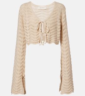 Bananhot Bananhot Miana open-knit cotton-blend crop top