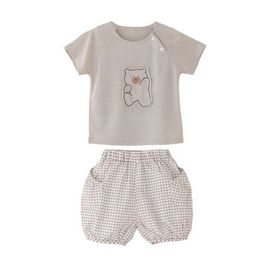 Banblu Banblu Bear Shirt & Checkered Shorts Set