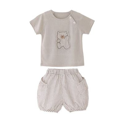 Banblu Banblu Bear Shirt & Checkered Shorts Set
