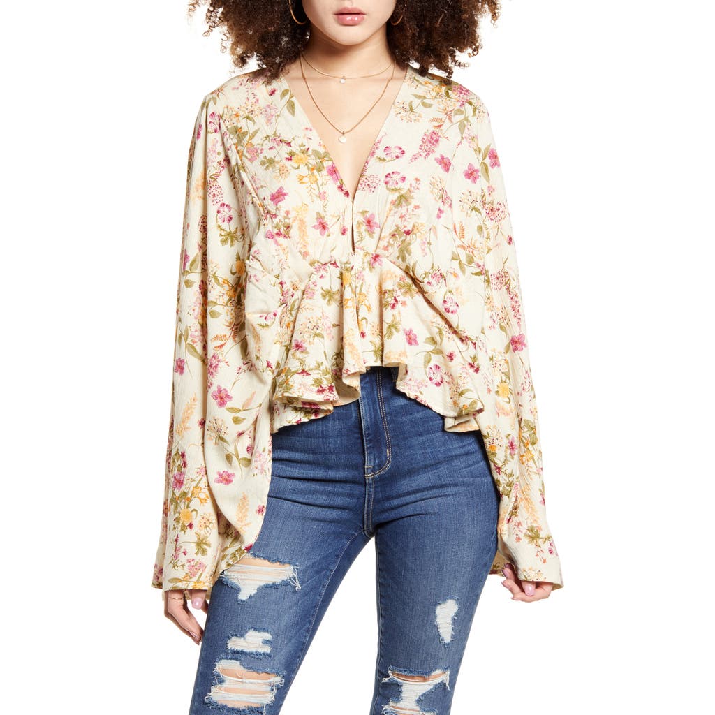 Band of Gypsies Band of Gypsies Agave Floral Print Bell Sleeve Top