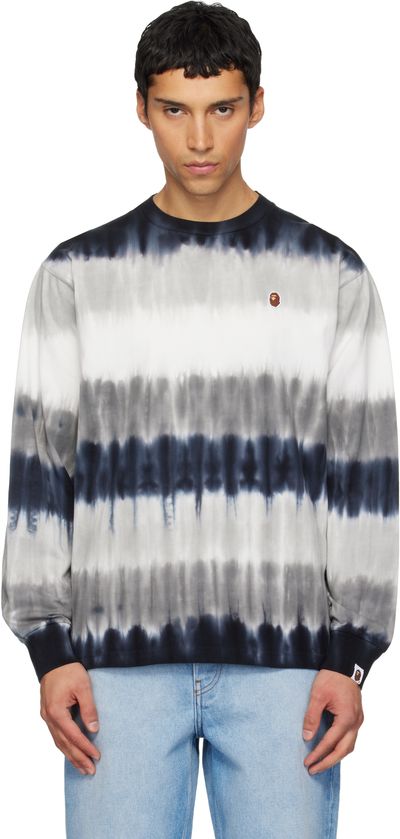 BAPE BAPE Black & White Drip Stripe LS T-shirt