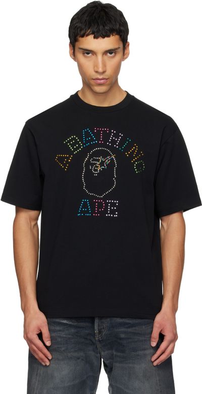 BAPE BAPE Black Rhinestone College Relaxed Fit T-shirt