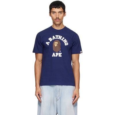 BAPE BAPE Navy College T-shirt