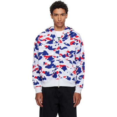BAPE BAPE White & Blue STA Strike Camo Shark Full Zip Hoodie