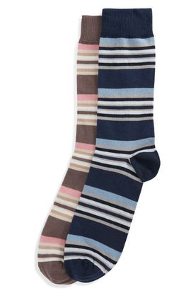 Barbour Barbour Assorted 2-Pack Summer Stripe Cotton Blend Dress Socks
