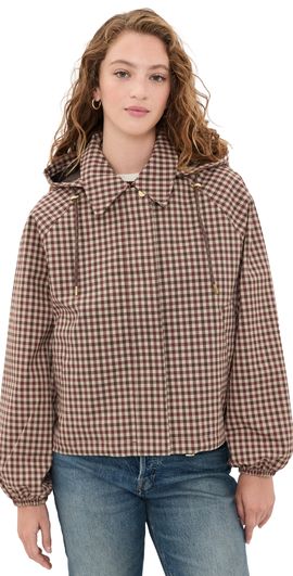 Barbour Barbour Audrey Showerproof Jacket Cranberry/Brown Gingham