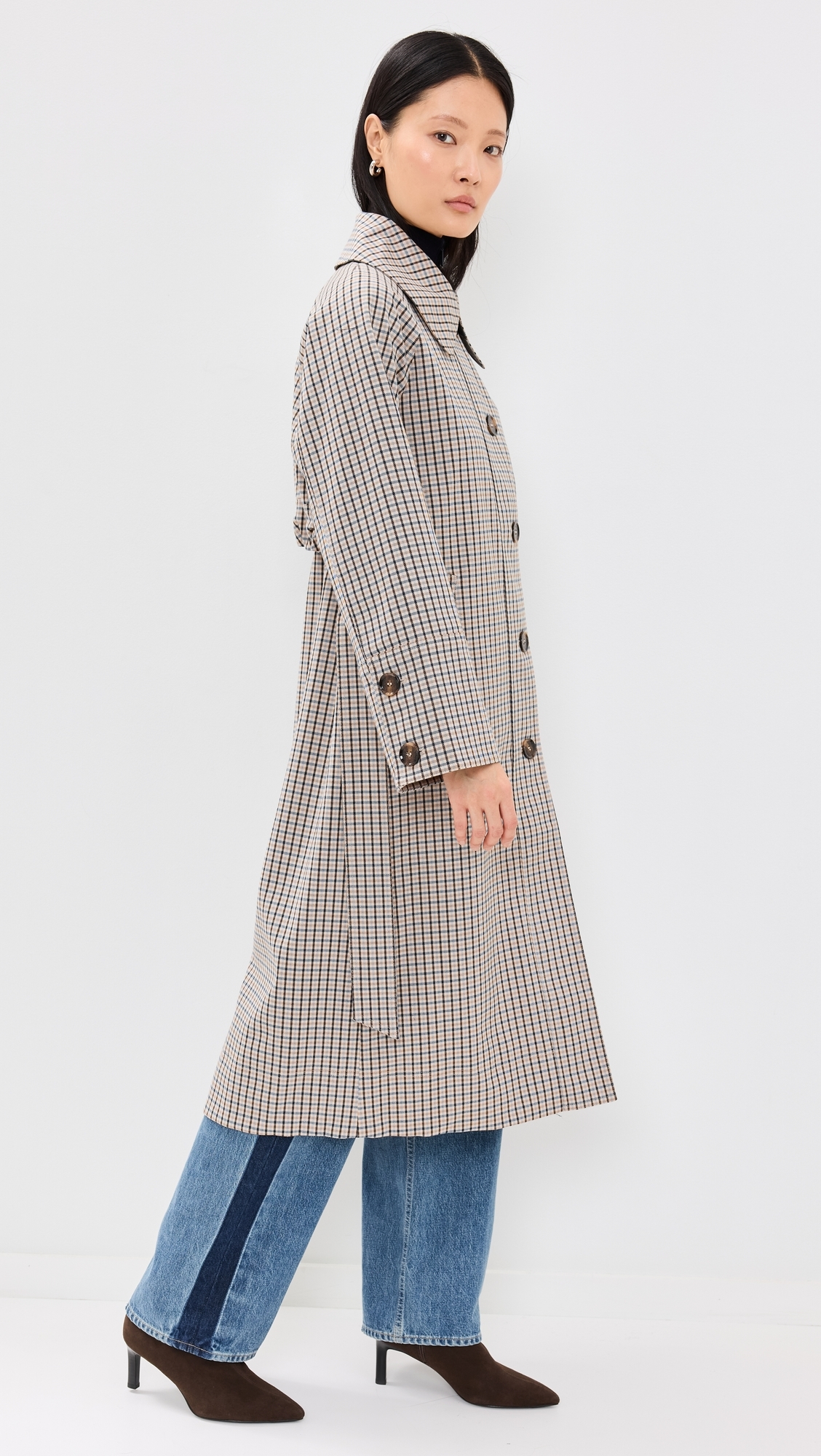Barbour バブアー Blisstex Tweed Coat Barbour - Beatrix Check Showerproof Trench Coat Sky Micro
