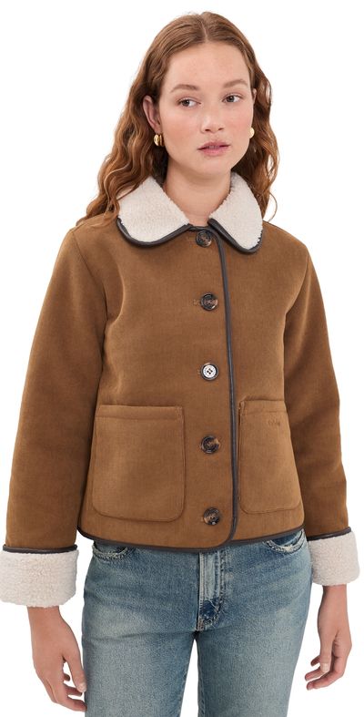 Barbour Barbour Barbour Penny Fleece Casual Jacket Tan/Ecru