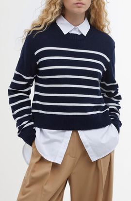 Barbour Barbour Emery Stripe Crop Cotton & Cashmere Sweater