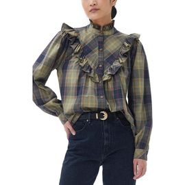 Barbour Barbour Holwick Plaid Ruffle Cotton Blouse