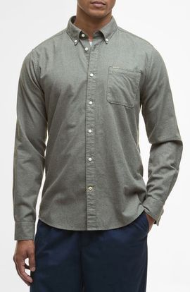 Barbour Barbour Huntly Mini Houndstooth Check Cotton Button-Down Shirt