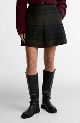 Barbour Barbour Marlow Pleated Wool Blend Miniskirt