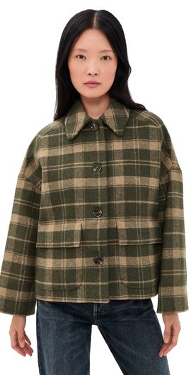 Barbour Barbour Myla Checked Wool Coat Olive/Biscuit Check