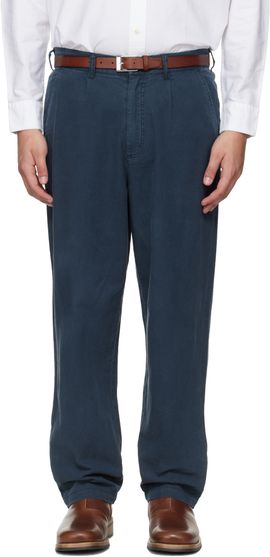 Barbour Barbour Navy Cotton Linen Relaxed Trousers