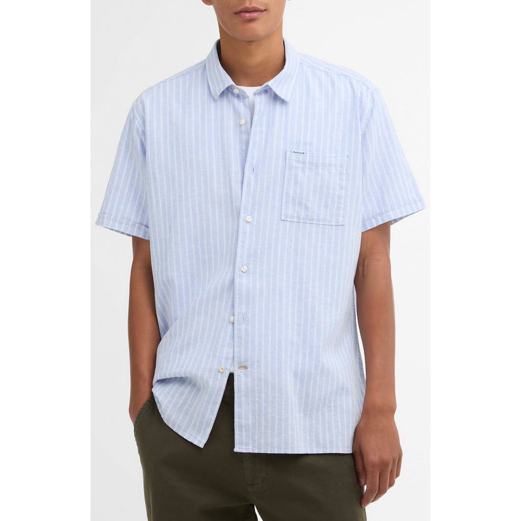 Barbour Barbour Nelson Stripe Short Sleeve Linen & Cotton Button-Up Shirt