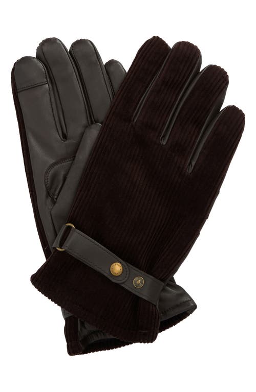 Barbour Barbour Nelson Waterproof Corduroy & Leather Touchscreen Gloves