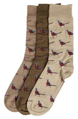 Barbour Barbour Pheasant Assorted 3-Pack Cotton Blend Dress Socks Gift Box