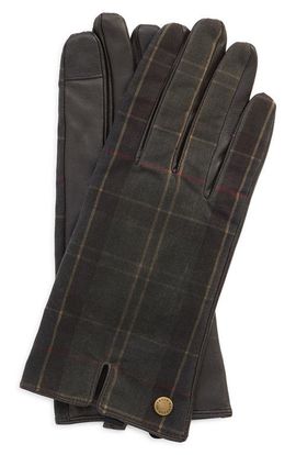 Barbour Barbour Scarlett Tartan & Leather Touchscreen Gloves