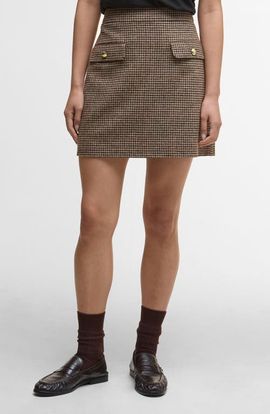 Barbour Barbour Sophia Houndstooth Check Merino Wool Miniskirt