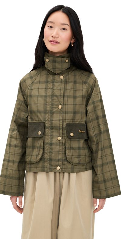 Barbour Barbour Tartan Cropped Beadnell Casual Jacket Dusky Green Tartan/Highland