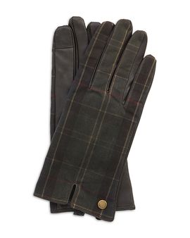 Barbour Barbour Tartan Waxed Canvas & Leather Gloves