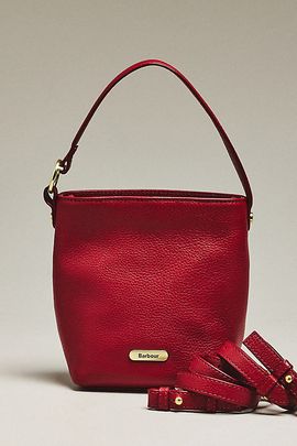 Barbour Cedar Mini Leather Bucket Bag