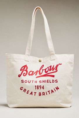 Barbour Script Cotton Canvas Tote Bag