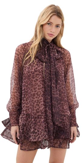 BARDOT BARDOT Adrie Babydoll Mini Dress Leopard