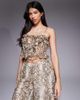Bardot Bardot Alira chiffon frill detailing crop top in snake print - part of a set-Neutral - 1