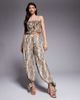 Bardot Bardot Alira chiffon frill detailing crop top in snake print - part of a set-Neutral - 2