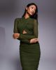 Bardot Bardot Aliyah wrap mesh midi dress in dark khaki-Green - 2