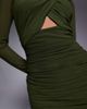 Bardot Bardot Aliyah wrap mesh midi dress in dark khaki-Green - 3