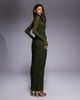 Bardot Bardot Aliyah wrap mesh midi dress in dark khaki-Green - 4