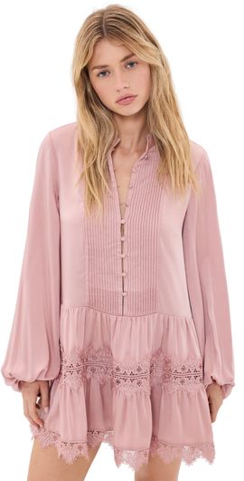 BARDOT BARDOT Antonia Lace Trim Mini Dress Dusty Pink