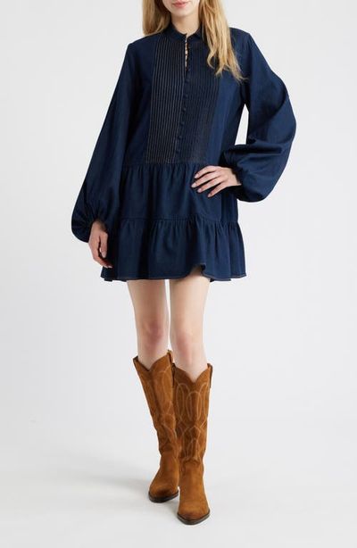 Bardot Bardot Antonia Long Sleeve Chambray Minidress