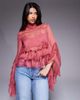 Bardot Bardot Anyssa sheer chiffon ruffle detailing bell sleeve cut out blouse in rose-pink - 1