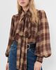 BARDOT BARDOT Cecile Scarf Button Down Shirt Brown Check - 2