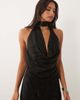 Bardot Bardot Celine satin drape plunge neck top in black - part of a set - 4