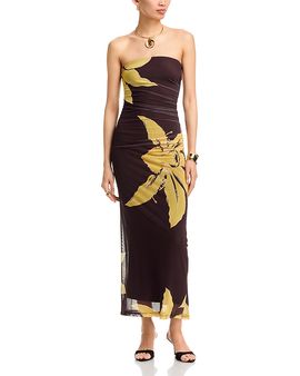 Bardot - Lea Tie Dye Ruched Long Sleeve Mesh Maxi Dress in Pink Tie Dye at  Nordstrom
