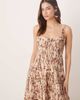 Bardot Bardot cotton corset detail cinched skater midi dress in brown abstract print - 2