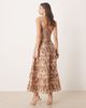 Bardot Bardot cotton corset detail cinched skater midi dress in brown abstract print - 3