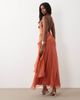 Bardot Bardot Cyrel chiffon plunge neck cut out out low back midaxi dress in rust-Orange - 1