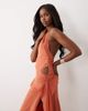 Bardot Bardot Cyrel chiffon plunge neck cut out out low back midaxi dress in rust-Orange - 2