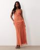 Bardot Bardot Cyrel chiffon plunge neck cut out out low back midaxi dress in rust-Orange - 4