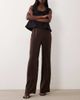Bardot Bardot Devin mid rise satin pants in dark chocolate-Brown - 1