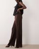 Bardot Bardot Devin mid rise satin pants in dark chocolate-Brown - 2