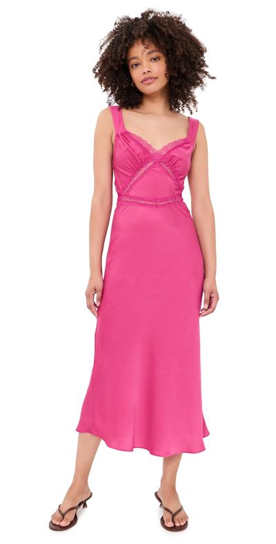 BARDOT BARDOT Emory Lace Slip Dress Hot Pink